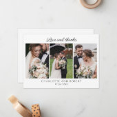 Élégant 3 Mariage photo Carte de remerciements (Devant/Arrière en situation)