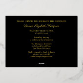 Elegant 3 Photo Afstuderen Black Gold Folie Uitnodiging (Achterkant)