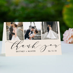 Elégant 3 Photo Collage De Merci Blanc
