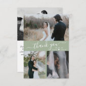Élégant 3 Photo Collage Mariage Merci (Devant / Derrière)