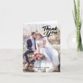 Elegant 3 Photo HandLettered Modern Simple Folded Bedankkaart (Voorkant)