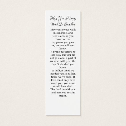 Élégant 3 photo Signet de prière funéraire commémo (Dos)