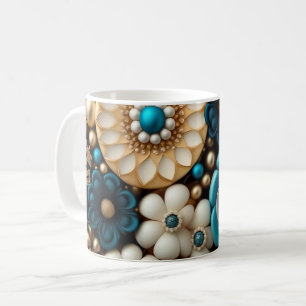 Elegant 3D bloemontwerp, bloempatroon mok