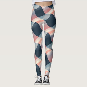 Elegant 3D-golfpatroon in turkoois, roze en crème Leggings