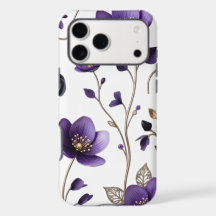 Elegant 3D Paars & Goud Bloemmotief Botanisch Patr