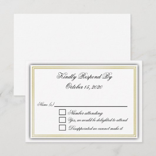 Elegant 3D RSVP-kaart Kaart (Voorkant / Achterkant)