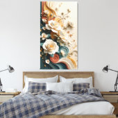 Elegant 3D Sculpted Roses Canvas Afdruk (Insitu (Slaapkamer))