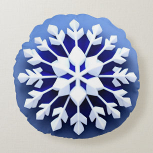 Elegant 3D-sneeuwvlokontwerp Rond Kussen