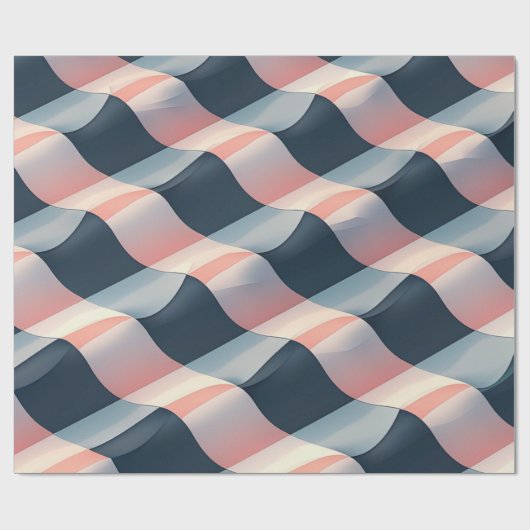 Elegant 3D Wave Pattern in Teal, Rose, and Cream Cadeaupapier (Vlak)