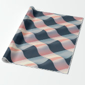 Elegant 3D Wave Pattern in Teal, Rose, and Cream Cadeaupapier (Uitgerold)