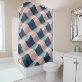 Elegant 3D Wave Pattern in Teal, Rose, and Cream Douchegordijn (In situ)