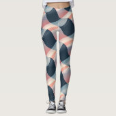 Elegant 3D Wave Pattern in Teal, Rose, and Cream Leggings (Voorkant)