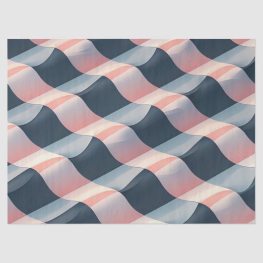 Elegant 3D Wave Pattern in Teal, Rose, and Cream Tissuepapier (Voorkant)