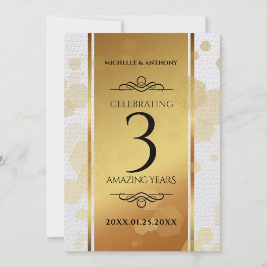 Elegant 3e lederen bruiloft Jubileum uitnodiging (Voorkant)