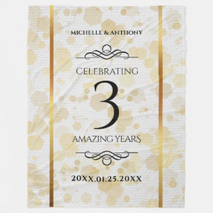 Elegant 3rd Leather Wedding Jubileum Fleece Deken