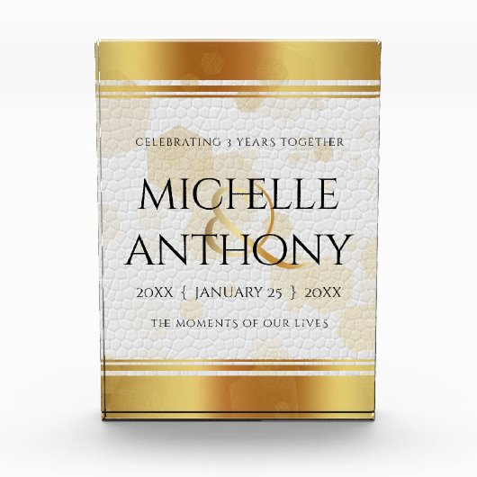 Elegant 3rd Leather Wedding Jubileum Fotoblokken (Voorkant)