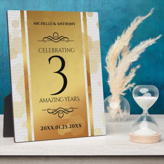 Elegant 3rd Leather Wedding Jubileum Fotoplaat (Zijkant)