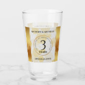 Elegant 3rd Leather Wedding Jubileum Glas (Achterkant)