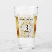 Elegant 3rd Leather Wedding Jubileum Glas (Voorkant)