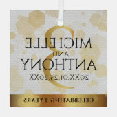 Elegant 3rd Leather Wedding Jubileum Glas Ornament (Achterkant)