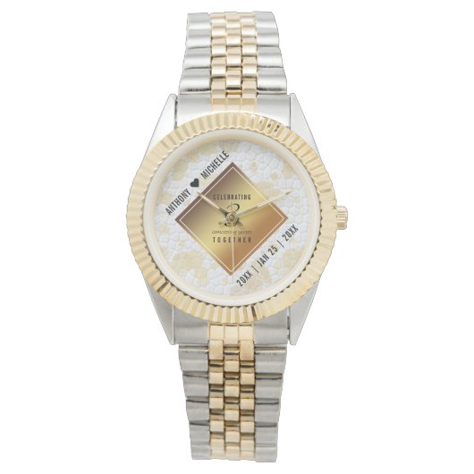 Elegant 3rd Leather Wedding Jubileum Horloge (Voorkant)