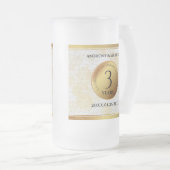 Elegant 3rd Leather Wedding Jubileum Matglas Bierpul (Voorkant rechts)