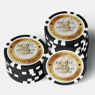 Elegant 3rd Leather Wedding Jubileum Poker Chips