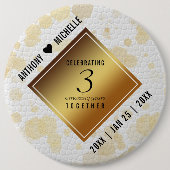 Elegant 3rd Leather Wedding Jubileum Ronde Button 6,0 Cm (Voorkant)