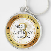 Elegant 3rd Leather Wedding Jubileum Sleutelhanger (Voorkant)