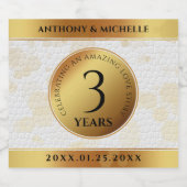 Elegant 3rd Leather Wedding Jubileum Sparkling Wijnetiket (Enkel label)