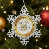 Elegant 3rd Leather Wedding Jubileum Tin Sneeuwvlok Ornament