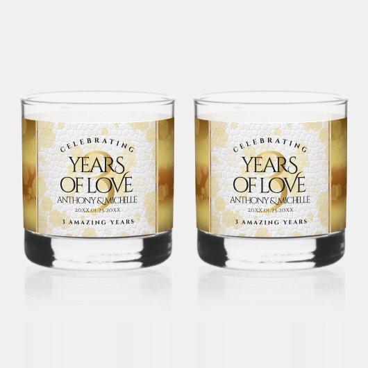 Elegant 3rd Leather Wedding Jubileum Whisky Glas (Achterkant)