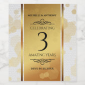 Elegant 3rd Leather Wedding Jubileum Wijn Etiket (Enkel label)