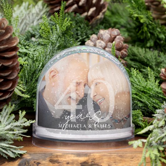 Élégant 40e anniversaire Couple's Names 2-Photo (Hiver)