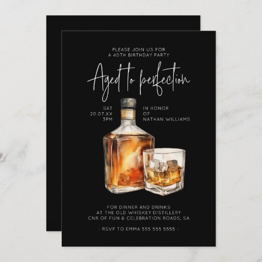 Élégant 40e anniversaire Invitation Homme - Thème (Devant / Derrière)