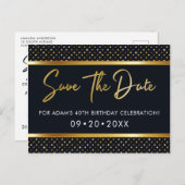 Elegant 40e verjaardag goud en zwart sparen de dat briefkaart (Voorkant / Achterkant)