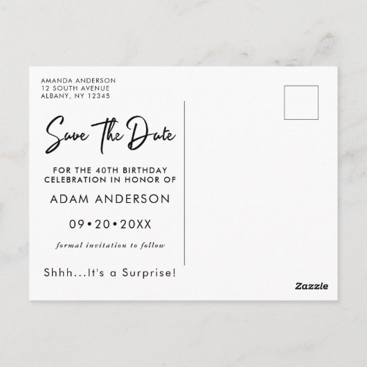 Elegant 40e verjaardag goud en zwart sparen de dat briefkaart (Achterkant)