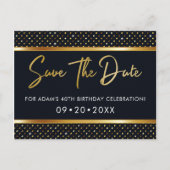 Elegant 40e verjaardag goud en zwart sparen de dat briefkaart (Voorkant)