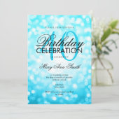 Elegant 40e verjaardag Turquoise Glitter Lights Kaart (Staand voorkant)