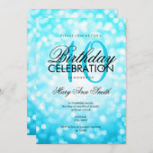 Elegant 40e verjaardag Turquoise Glitter Lights Kaart (Voorkant / Achterkant)