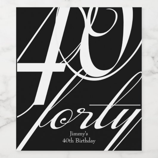 Elegant 40e verjaardagsfeestje wijn etiket (Enkel label)