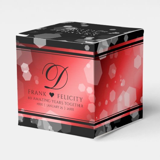 Elegant 40th 80th Ruby Wedding Jubileum Bedankdoosjes (Voorkant Zijde)