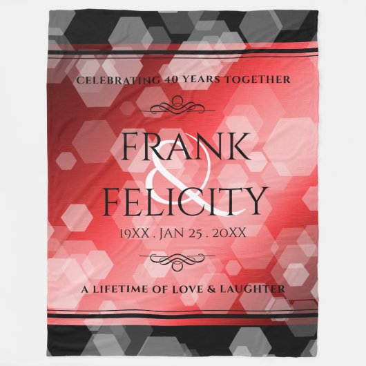 Elegant 40th 80th Ruby Wedding Jubileum Fleece Deken (Voorkant)