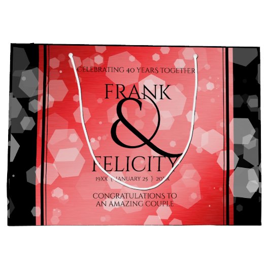 Elegant 40th 80th Ruby Wedding Jubileum Groot Cadeauzakje (Achterkant)