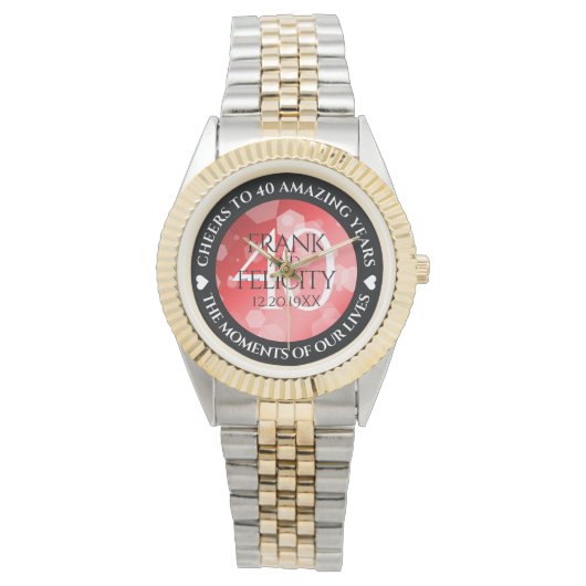 Elegant 40th 80th Ruby Wedding Jubileum Horloge (Voorkant)