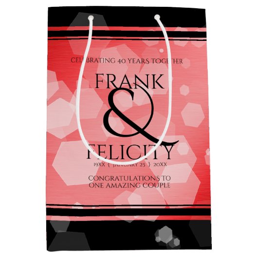 Elegant 40th 80th Ruby Wedding Jubileum Medium Cadeauzakje (Voorkant)