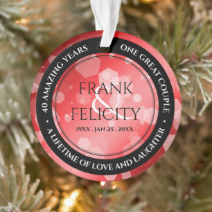 Elegant 40th 80th Ruby Wedding Jubileum Ornament