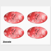 Elegant 40th 80th Ruby Wedding Jubileum Ovale Sticker (Vel)