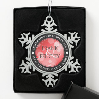 Elegant 40th 80th Ruby Wedding Jubileum Tin Sneeuwvlok Ornament