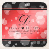 Elegant 40th 80th Ruby Wedding Jubileum Vierkante Kartonnen Onderzetter (Voorkant)